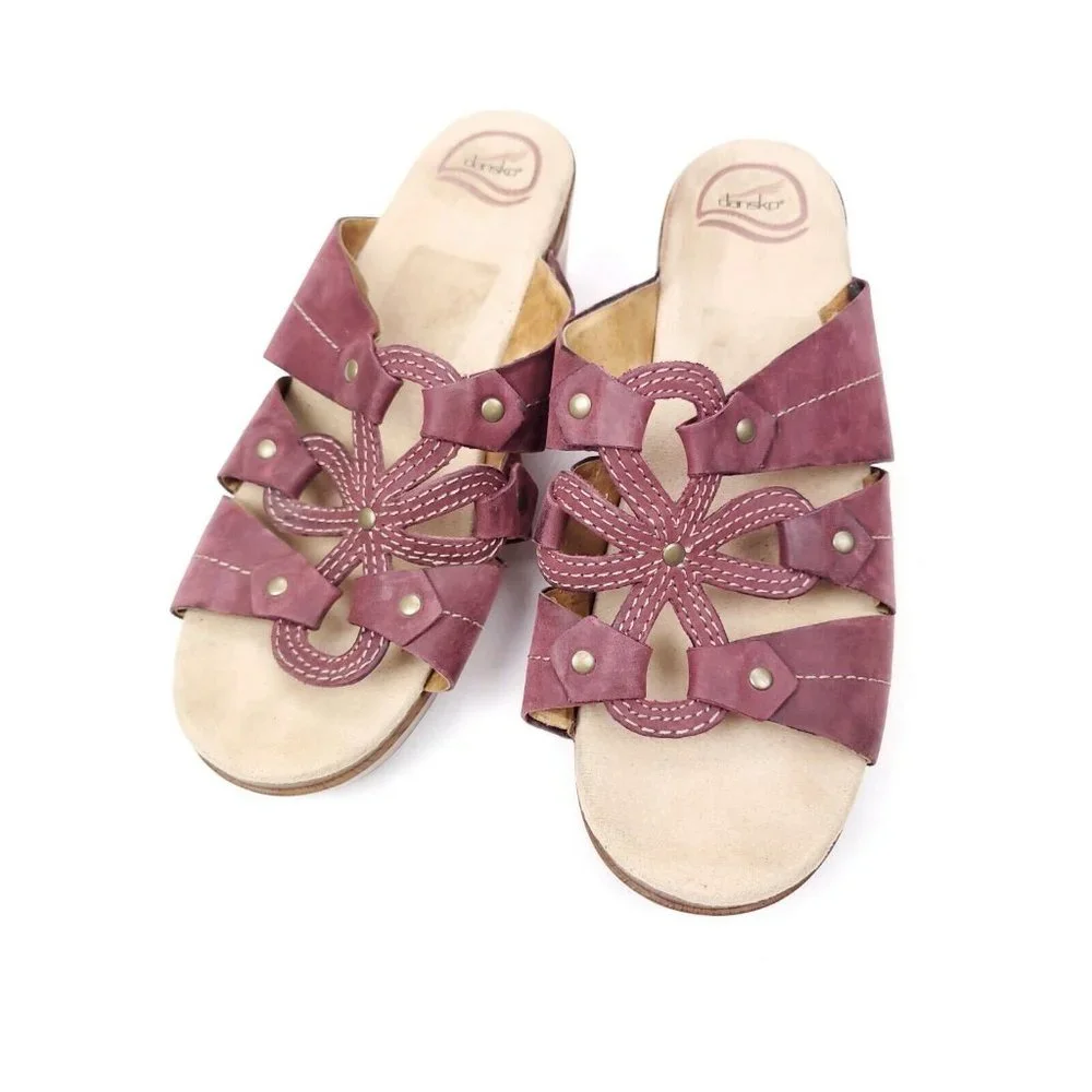 Dansko Serena Floral Leather Slip On Wedge Sandals Women’s US 11.5-12 EU 42